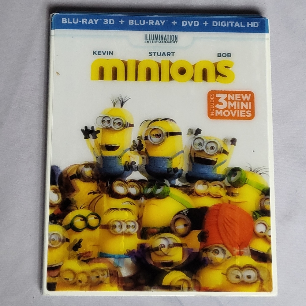 Minions Blu-Ray 3D + Blu-Ray + DVD movie combo pack EUC